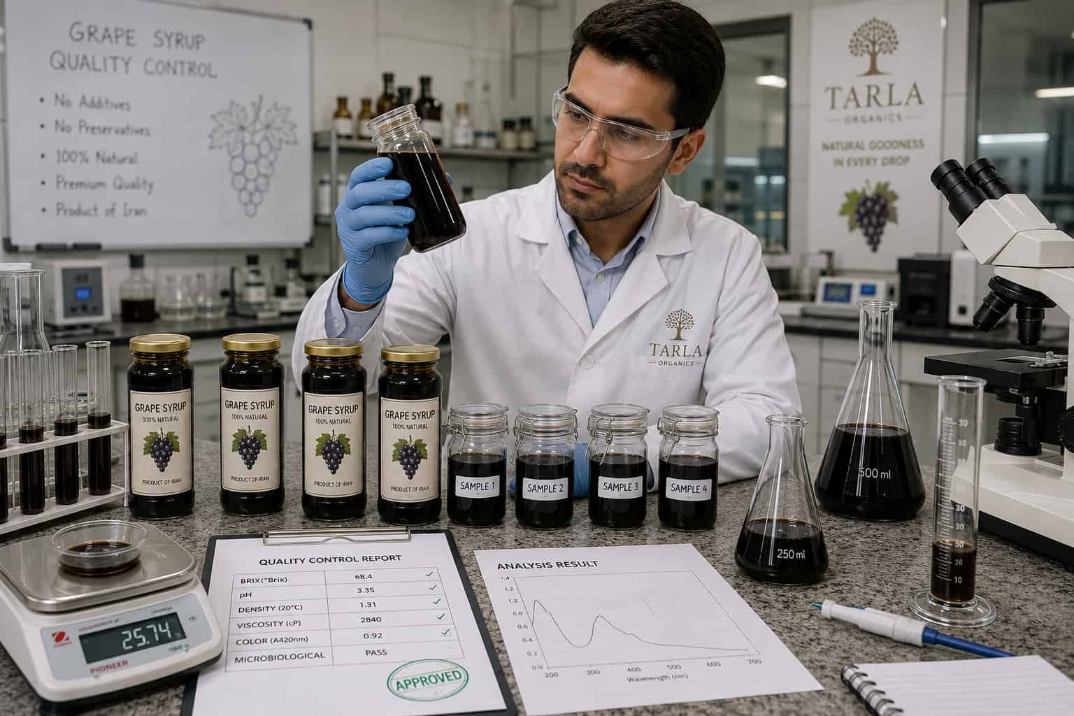 کنترل کیفیت شیره انگور صادراتی
