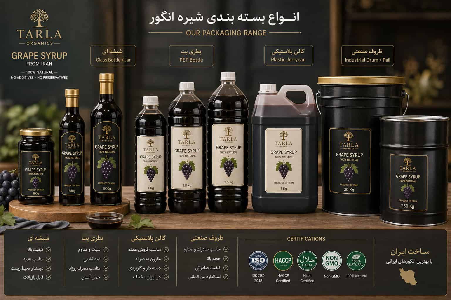 بسته بندی صادراتی شیره انگور