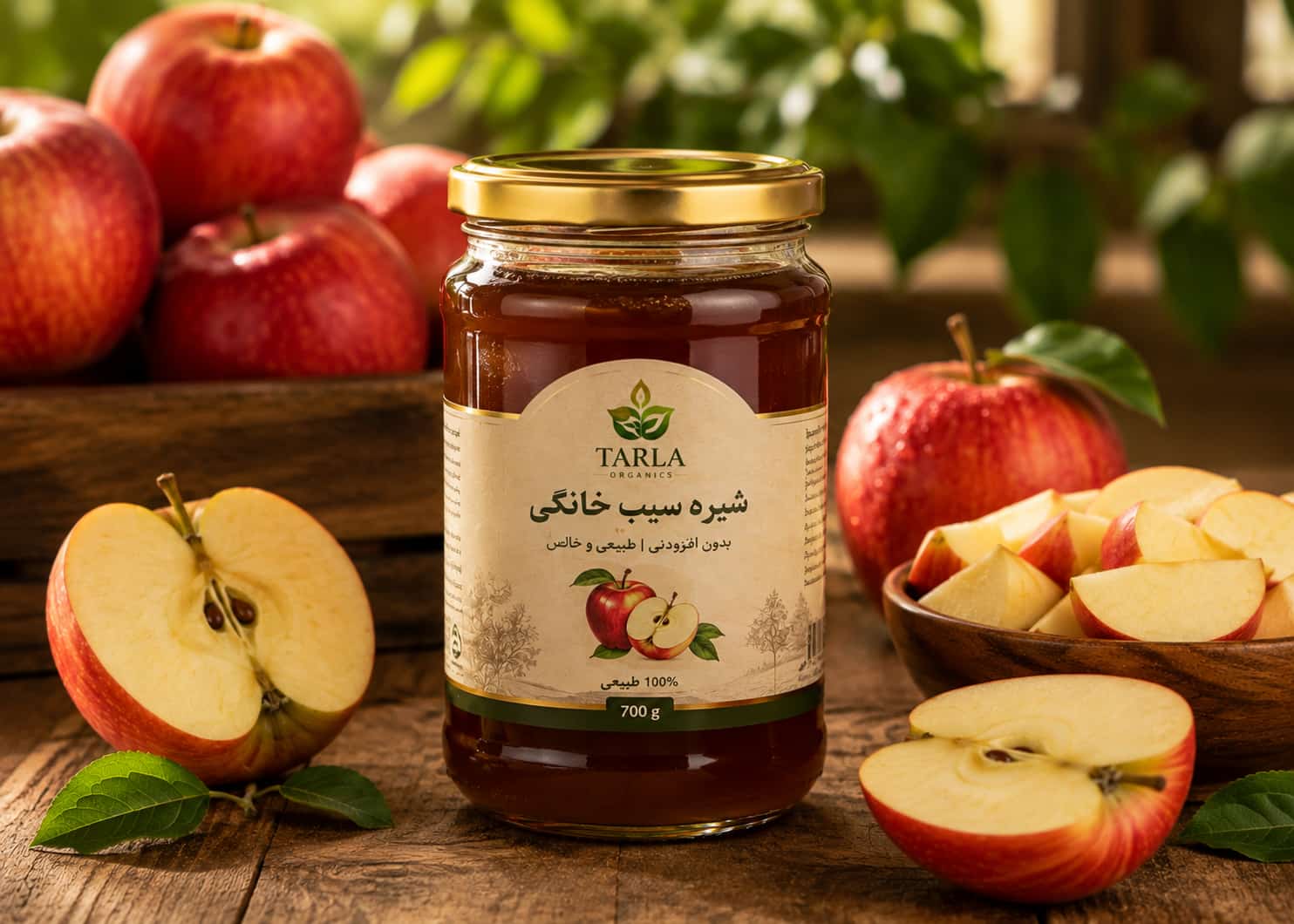شیره سیب خانگی و سیب تازه